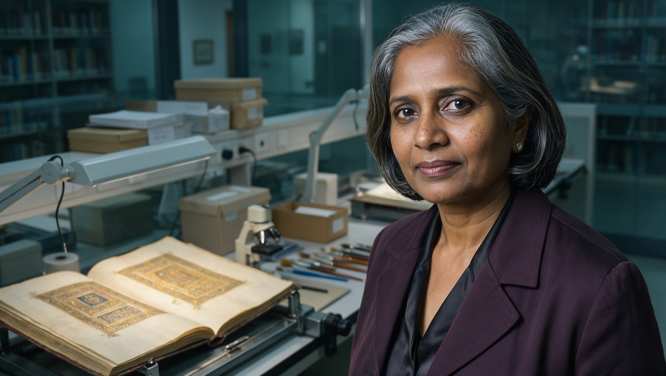 Rare Manuscript Conservator Portrait