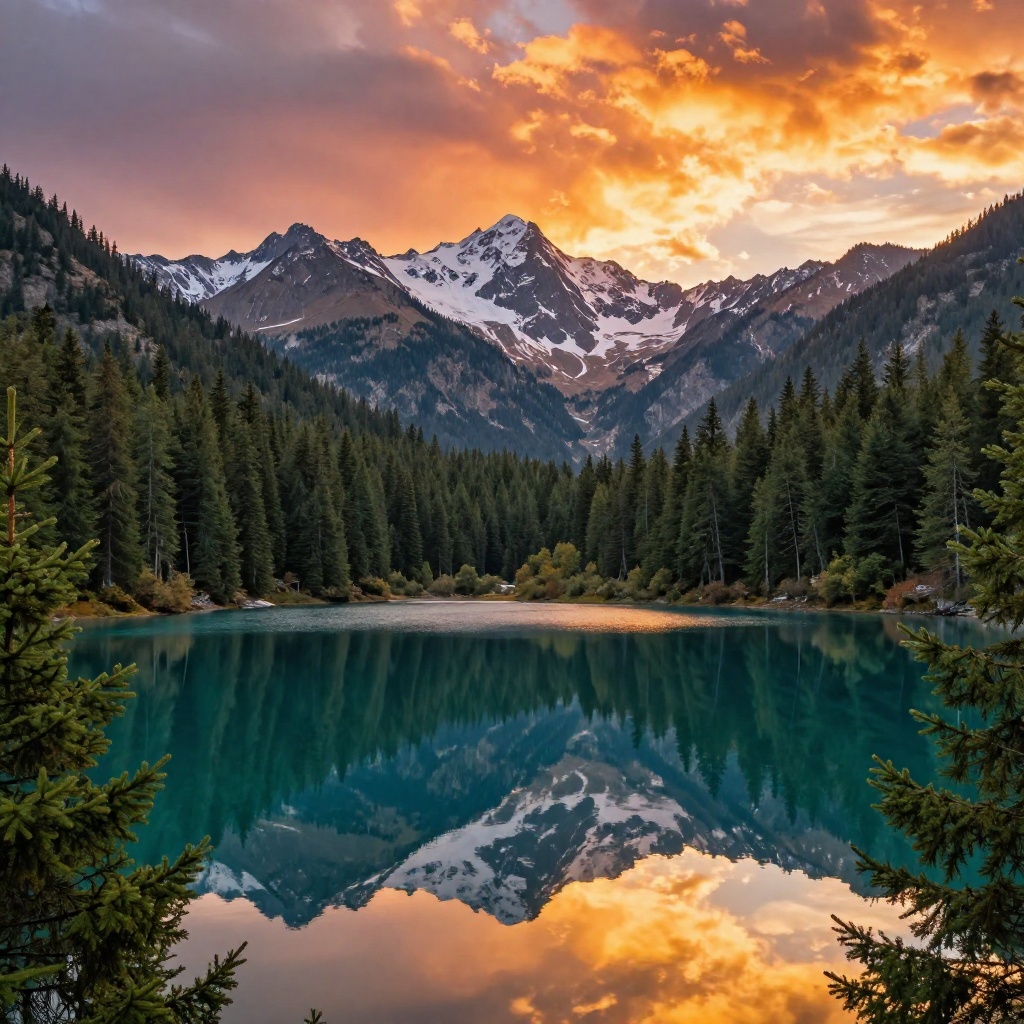Alpine Emerald Lake at Sunset