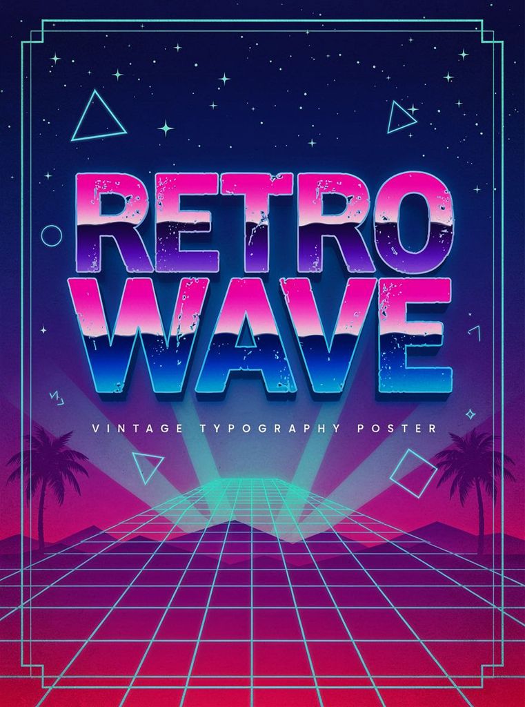 Retro Wave poster illustration, supplied Max label