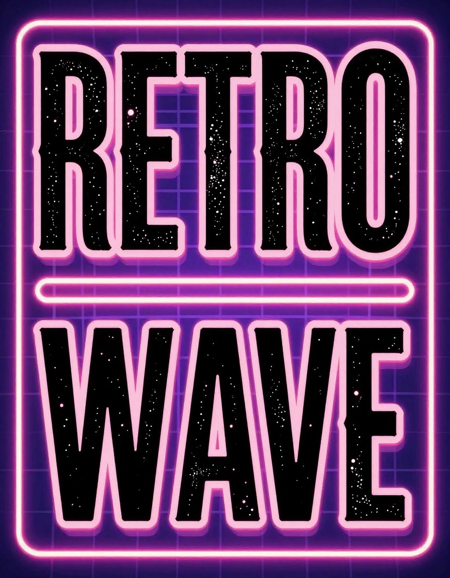 Retro Wave poster illustration, supplied Standard label