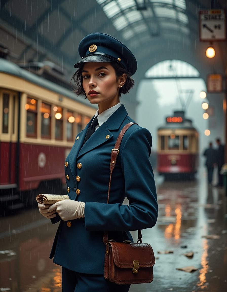 Rain-Swept Tram Depot Portrait