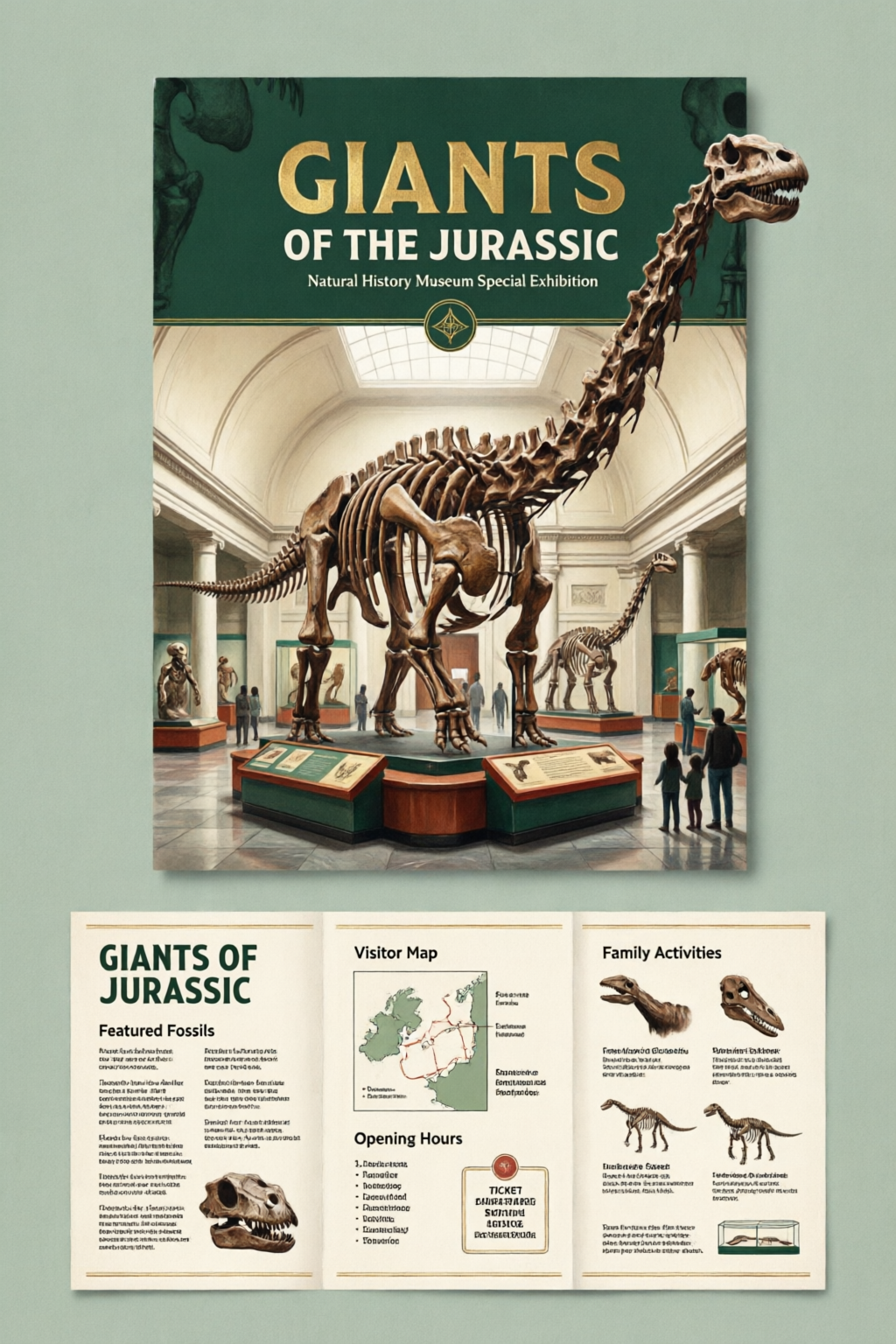 Retro Museum Dinosaur Brochure